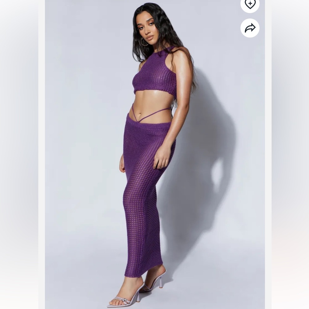 MESHKI - NEW Purple Knit Skirt and Top Set